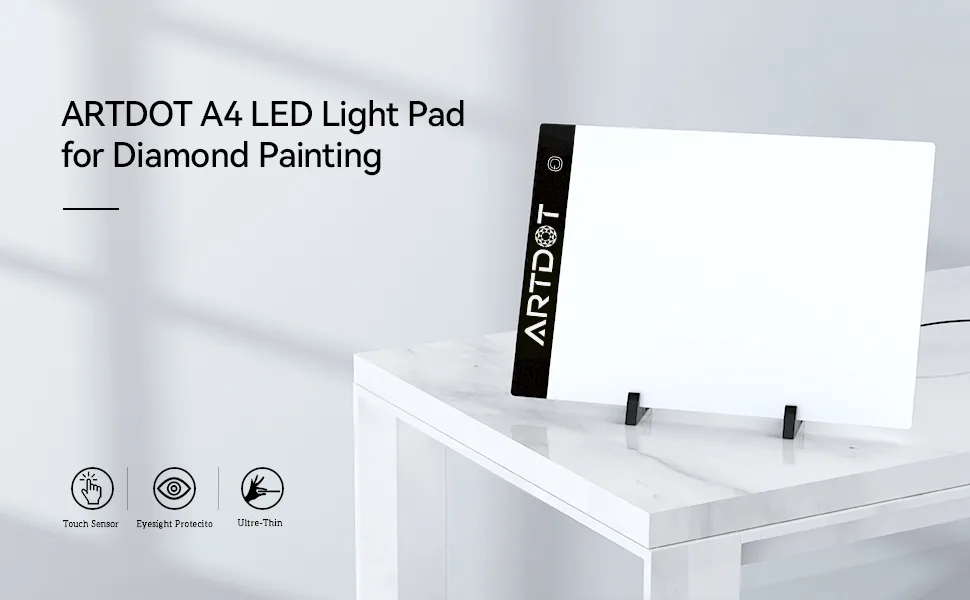 ARTDOT A4 LED Light Board for Diamond Painting Kits  USB Powered Light Pad  Adjustable Brightness with Detachable Stand and Clips A4 Light Pad - product information 9