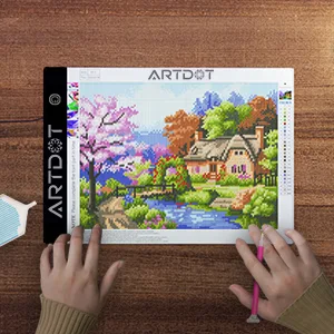 ARTDOT A4 LED Light Board for Diamond Painting Kits  USB Powered Light Pad  Adjustable Brightness with Detachable Stand and Clips A4 Light Pad - light pad