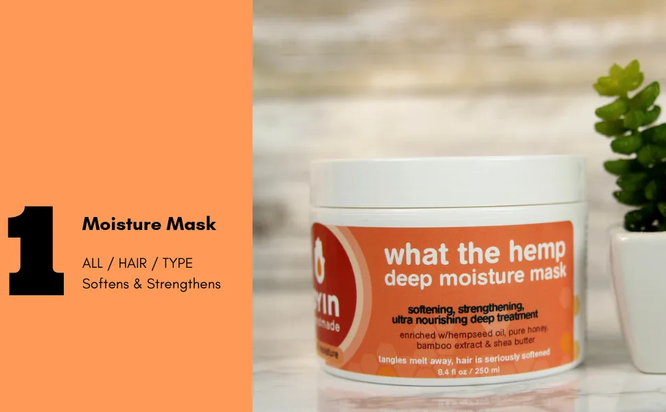 Oyin Handmade What The Hemp Deep Moisture Mask with Hempseed Oil  Pure Honey  Bamboo Extract & Shea Butter |8oz - hair mask