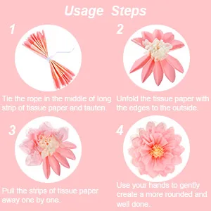 Gejoy 20 Pieces Paper Flower Tissue Paper Chrysanth Flowers DIY Crafting for Wedding Backdrop Nursery Wall Decoration (Color Set 1) - product information 3
