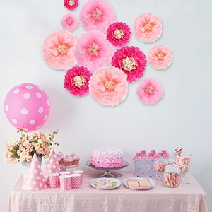 Gejoy 20 Pieces Paper Flower Tissue Paper Chrysanth Flowers DIY Crafting for Wedding Backdrop Nursery Wall Decoration (Color Set 1) - product information 5