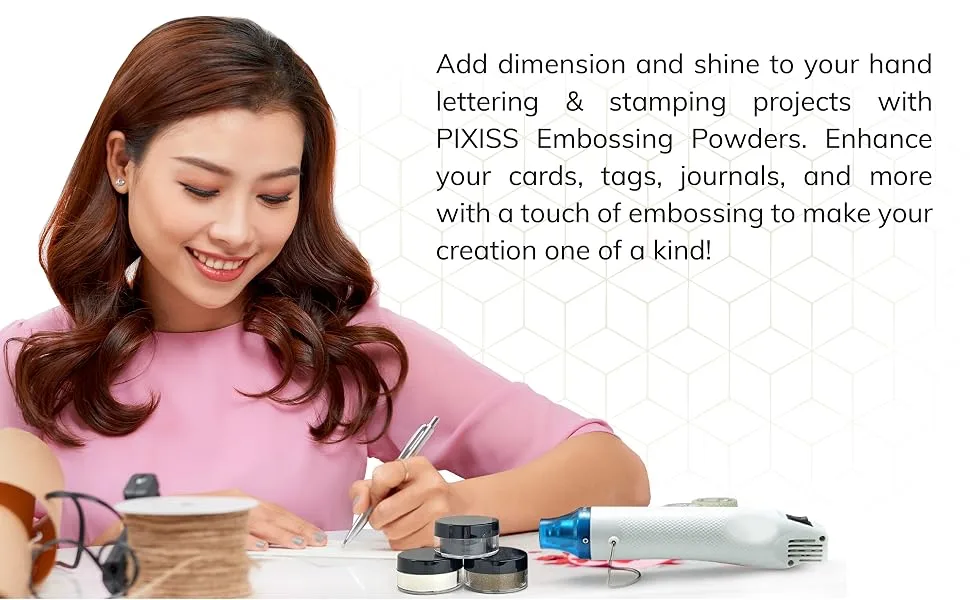 Embossing Kit with Heat Tool Bundle  Embossing Powders  Complete Embossing Starter Kit  Clear Embossing Pen  Embossing Ink Pad  8X 10ml Embossing Powders for Crafts - Heat Tool Embossing Starter Kit