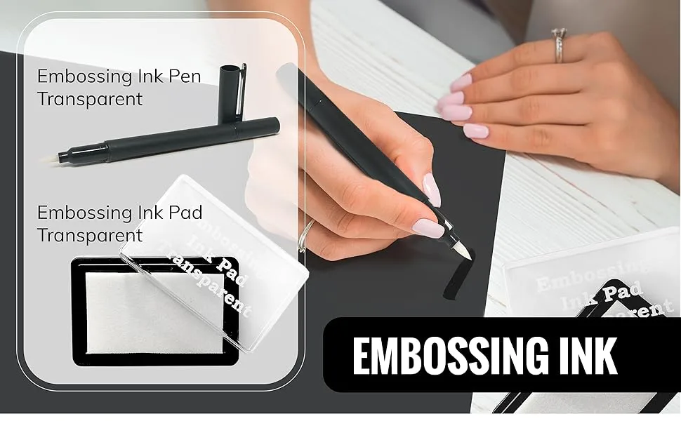 Embossing Kit with Heat Tool Bundle  Embossing Powders  Complete Embossing Starter Kit  Clear Embossing Pen  Embossing Ink Pad  8X 10ml Embossing Powders for Crafts - Pixiss
