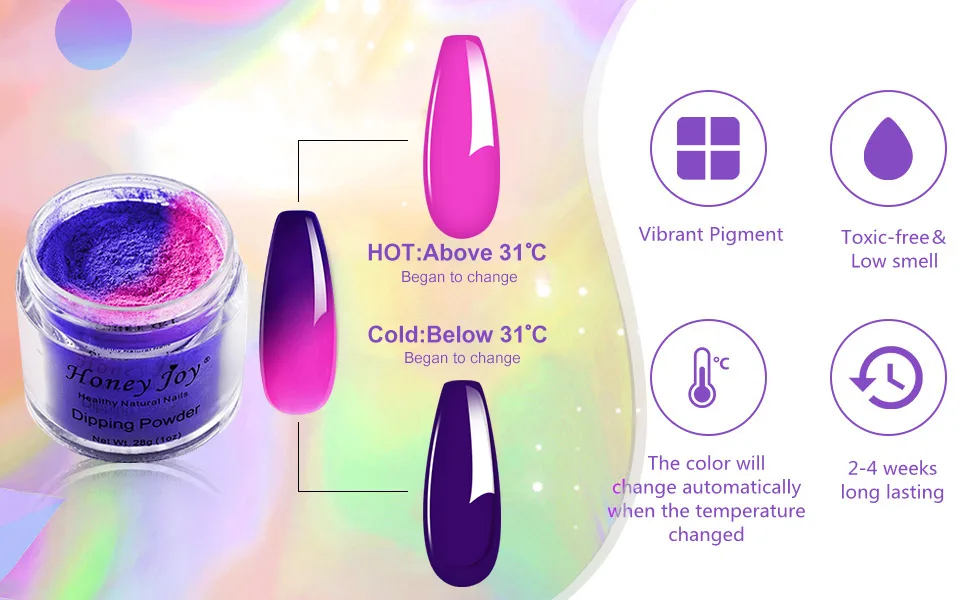 28g/Box Sky Blue and White Temperature Color Change Dip Powder Nails Dipping Nails Long-lasting Nails No UV Light Needed  (W-No.12) - color change dip powder mood change dip powder mood change dipping powder purple red glitter pink
