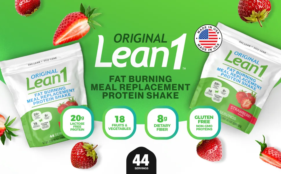 Lean1 Strawberry 5 Pound (44 servings)  Fat Burning Meal Replacement - Lean1 5lb Stawberry