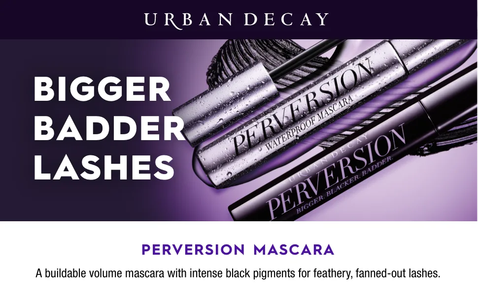 Urban Decay Perversion Waterproof Volumizing Mascara - Lengthening + Lifting Eye Makeup - for Bold  Buildable  False-Lash Look - with Proteins & Amino Acids to Support Eyelash Growth   Intense Black - urban decay perversion mascara lengthening volumizing lashes volume length waterproof longwear