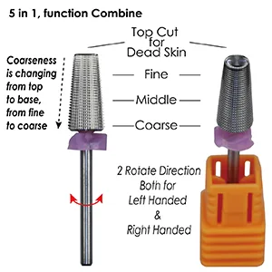 C&I 5 in 1 Multi-function Tapered Shape Nail Drill  Professional Drill Bit for Nail Manicure Machine (XXF) - 5 in 1, multi function, nail drill, nail bit, drill bit, drill, bit, nail file, nail clean