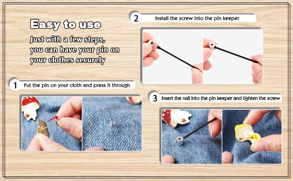Mudder 100 Pieces Pin Keepers Pin Locks Pin Backs Locking Clasp with Wrench  6 x 5 mm - product information 6
