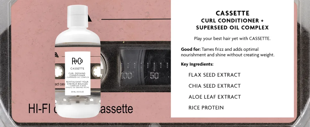 R+Co Cassette Curl Conditioner + Superseed Oil Complex 8.5 Ounce - Cassette curl conditioner for taming frizz and shiny curls