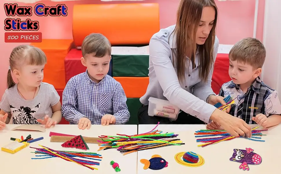 Bofoho 500pc Art Crafts Wax Yarn Sticks Non-Toxic Bendable Sticky Material in Bulk. Perfect Handicraft Gift  Entertainment for Teen Student DIY Project - ebc wax stick