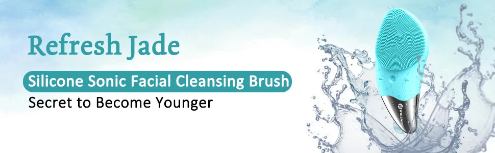 Sonic Facial Cleansing Brush  Refresh Jade - Silicone Electric Face Brush with 3 Function Modes  Waterproof  USB Rechargeable for All Skin Types  Gentle Exfoliating  Deep Cleansing  Massaging (green) - product information 2