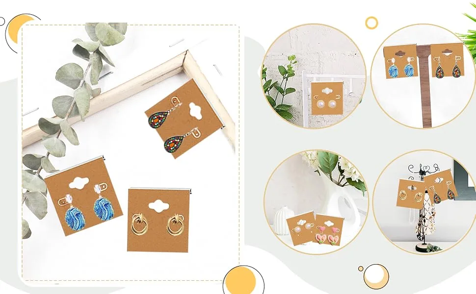 Kraft Paper Color Clamshell Hanging Brown Paper Earrings Display Card 2 x 2 inches - product information 3
