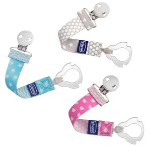 Chicco Universal Two in One Baby Pacifier/Soother Clip/Holder with Universal Loop for Teethers and Small Toys  Plus Soft Attachment Ring Included for Knob Style Pacifiers  Grey/White - product information 2