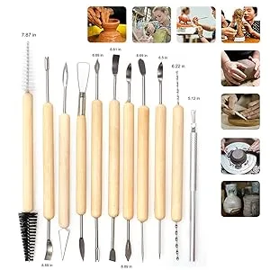 61Pcs Pottery Ceramic Tools & Polymer Clay Sculpting Tools Set for Pottery Modeling and Carving - ADET