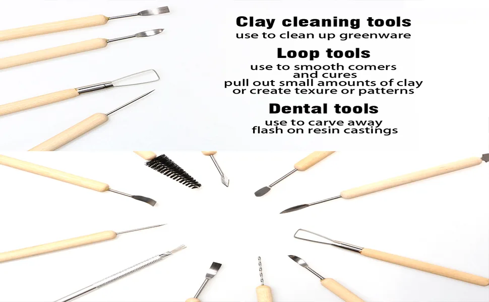 61Pcs Pottery Ceramic Tools & Polymer Clay Sculpting Tools Set for Pottery Modeling and Carving - product information 11