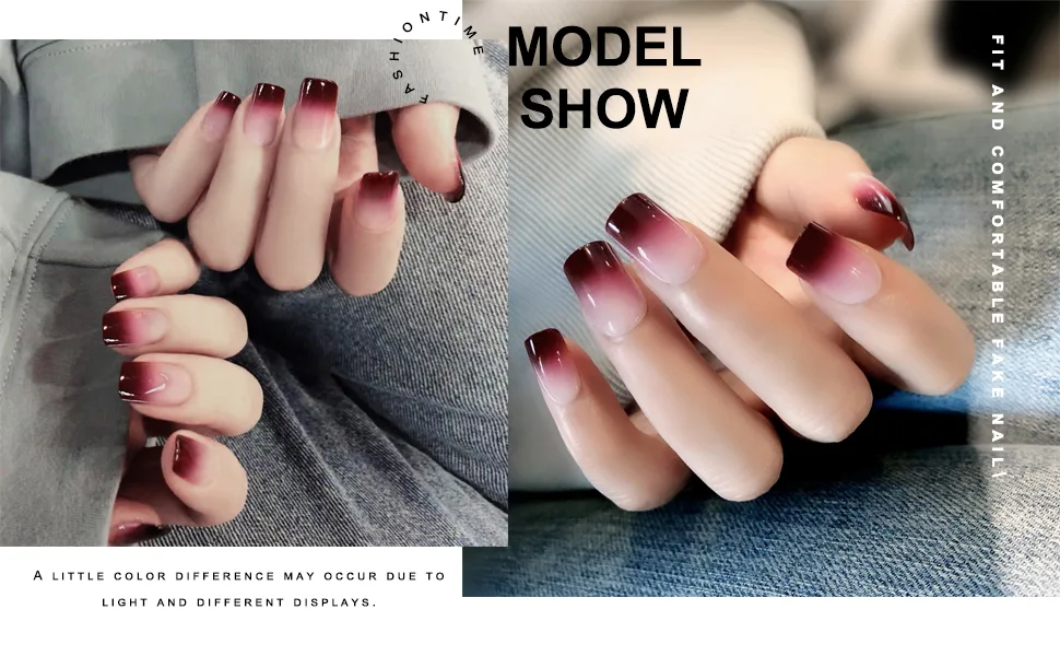 Sethexy Glossy False Nails Chic Gradient Medium Full Cover Acrylic 24Pcs Fake Nails for Women and Girls - Sethexy Glossy False Nails chic Gradient Medium Acrylic 24Pcs Fake Nails for Women and Girls