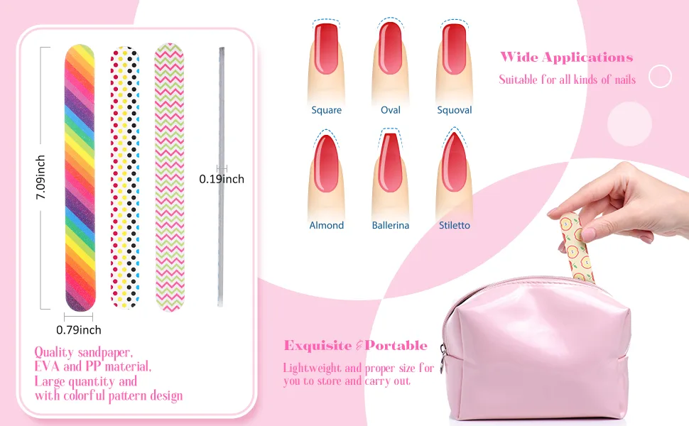 20 Pieces Nail File Emery Boards Nail Buffer File Nail Tools for Women Girls - product information 3