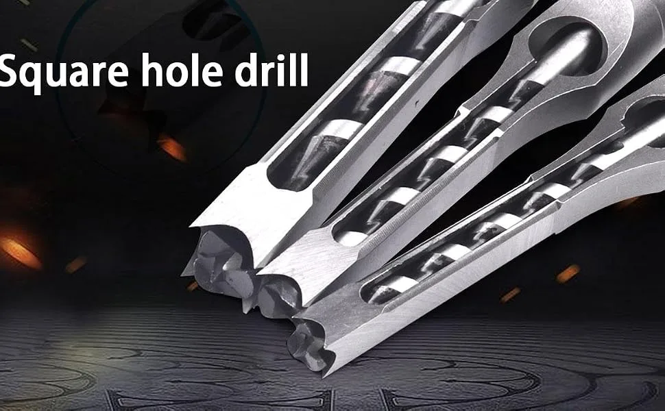 ATOPLEE Square Hole Drill Bit Set 3pcs HSS Woodworking Hole Saw Mortising Chisel Drill Bit Tools 5/16 3/8 1/2 Inch (All of Sizes) - hole drill bit