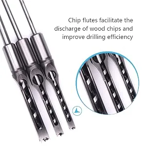 ATOPLEE Square Hole Drill Bit Set 3pcs HSS Woodworking Hole Saw Mortising Chisel Drill Bit Tools 5/16 3/8 1/2 Inch (All of Sizes) - product information 2