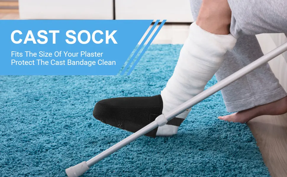 DOACT Cast Sock Cover Foot Toe with Anti-Slip Strap  Protect Cast Walking Boot and Orthosis Splints Braces Clean  Adjustable and One Size Fits Most - product information 2