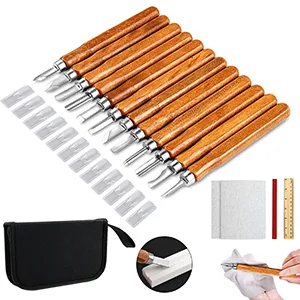 Wood Carving Knife Set - 20 PCS Hand Carving Tool Set for DIY Sculpture Carpenter Experts & Beginners - wood carving tools