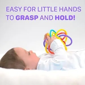 Nuby Lots A Loops Sensory Multicolor Teether Toy and Rattle for Baby and Toddler  3M+ one size - hold