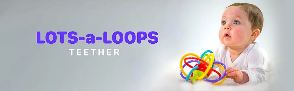 Nuby Lots A Loops Sensory Multicolor Teether Toy and Rattle for Baby and Toddler  3M+ one size - Lots a Loops Teether