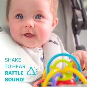 Nuby Lots A Loops Sensory Multicolor Teether Toy and Rattle for Baby and Toddler  3M+ one size - rattle sound