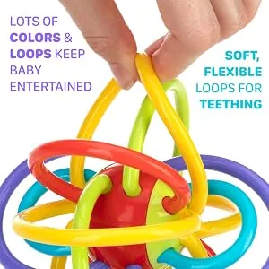 Nuby Lots A Loops Sensory Multicolor Teether Toy and Rattle for Baby and Toddler  3M+ one size - soft loops