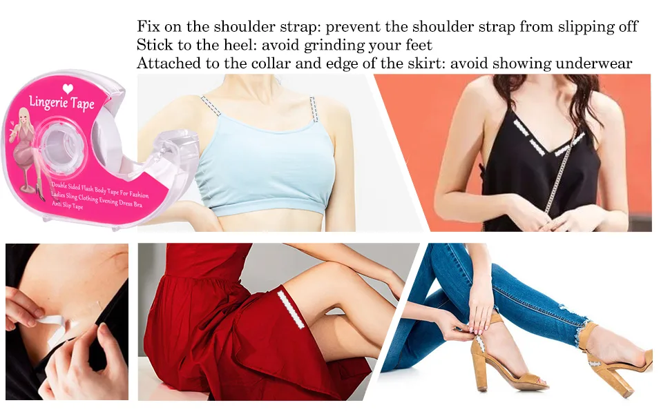 Boob Body Tape Clear Fabric Strong Double Sided Tape for Clothes Dress Bra Skin Bikini (5m/16ft) - product information 5