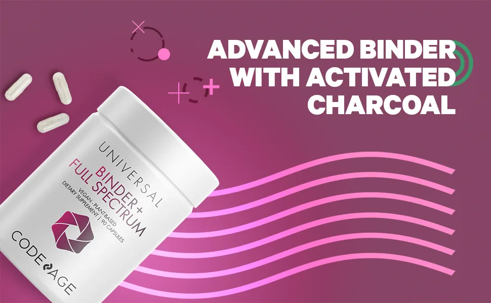 Codeage Binder + Systemic Binder Supplement - Activated Charcoal Pills  Bentonite Clay Mineral Powder  Fulvic & Humic Acids  Molybdenum  Carbon Forms - 90 Capsules - Codeage - Binder + Broad Spectrum