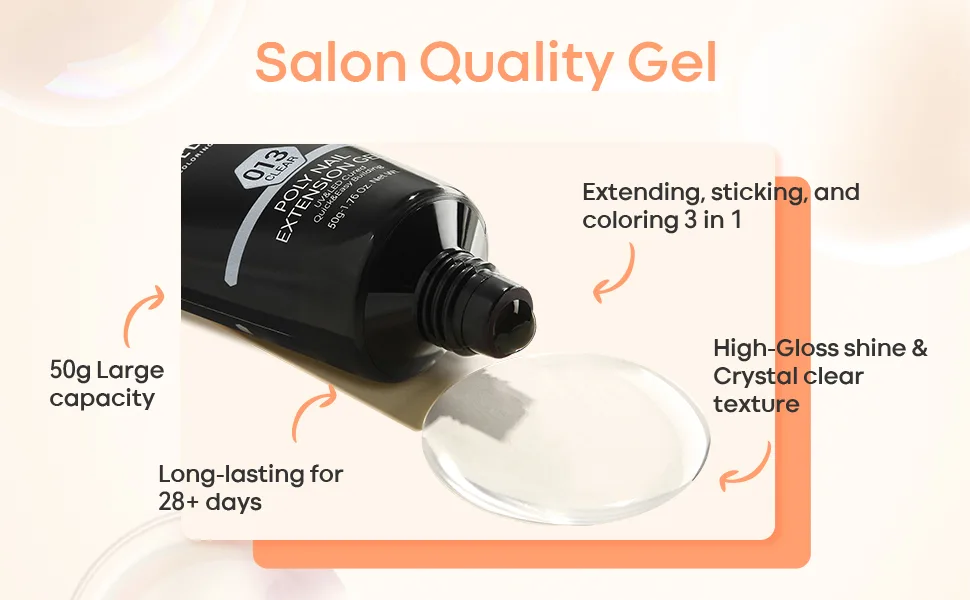 MODELONES Poly Nail Gel Builder 50ML 1.76oz Clear Color Nail Extension Gel Enhancement Nail Thickening Acrylic Extension Trial Professional Technician Tool A1-Clear - product information 11