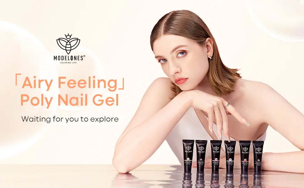 MODELONES Poly Nail Gel Builder 50ML 1.76oz Clear Color Nail Extension Gel Enhancement Nail Thickening Acrylic Extension Trial Professional Technician Tool A1-Clear - modelones