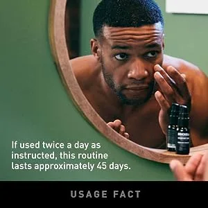 Brickell Men's Day and Night Serum Routine  All Natural and Organic  Unscented - Usage Fact, If used twice daily, Routine lasts about 45 days