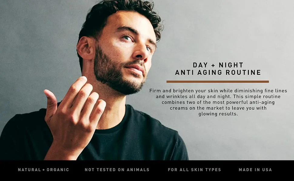 Brickell Men's Day and Night Anti Aging Cream Routine  Natural and Organic  Unscented  Skincare Gift Set - Day/Night Anti Aging Cream Routine for men, Simple 2-step routine, diminish, prevent wrinkles