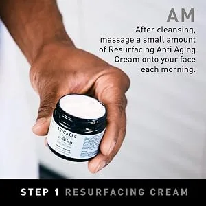 Brickell Men's Day and Night Anti Aging Cream Routine  Natural and Organic  Unscented  Skincare Gift Set - Step 1, Resurfacing Anti-Aging Cream, Apply in AM, After cleansing