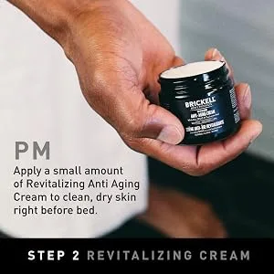 Brickell Men's Day and Night Anti Aging Cream Routine  Natural and Organic  Unscented  Skincare Gift Set - Step 2, Revitalizing Anti Aging Cream, Before bed, After cleansing