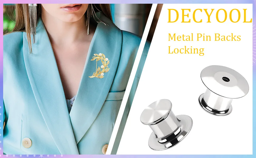 30 Pieces Metal Pin Backs Locking Pin Keepers Locking Clasp - DECYOOL Metal Pin Backs