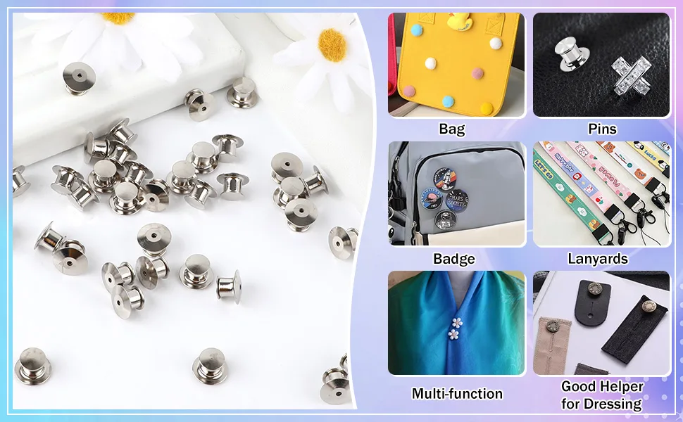 30 Pieces Metal Pin Backs Locking Pin Keepers Locking Clasp - DECYOOL Metal Pin Backs
