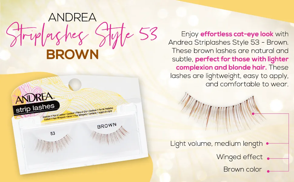 Andrea False Lashes Style 53 - Brown 4 pairs Style 53  Brown - Andrea Striplashes Style 53 - Brown
