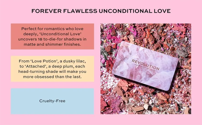 Makeup Revolution Forever Flawless Unconditional Love  Eyeshadow Palette  Create Long-Lasting Eye Makeup Looks  Vegan & Cruelty-Free  20g - Forever Flawless Unconditional Love