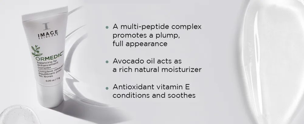 IMAGE Skincare  Ormedic pH Balancing Lip Enhancement Complex  Deep Hydration Lip Plumper Peptides for Fuller Lips  Clear  0.25 fl oz Cream White - plump and full lip appearance