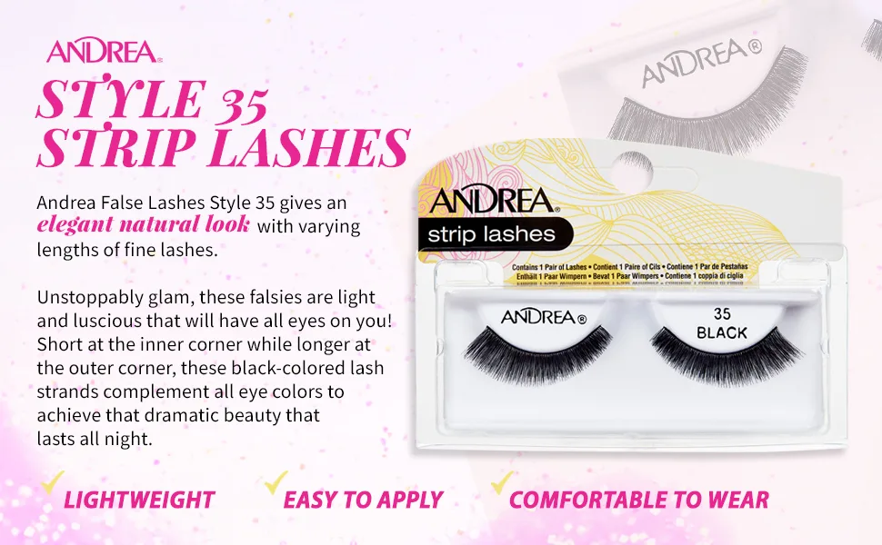 Andrea False Lashes Style 35 - Black 4 pairs Style 35  Black - Andrea False Lashes Style 35 - Black 4 pairs