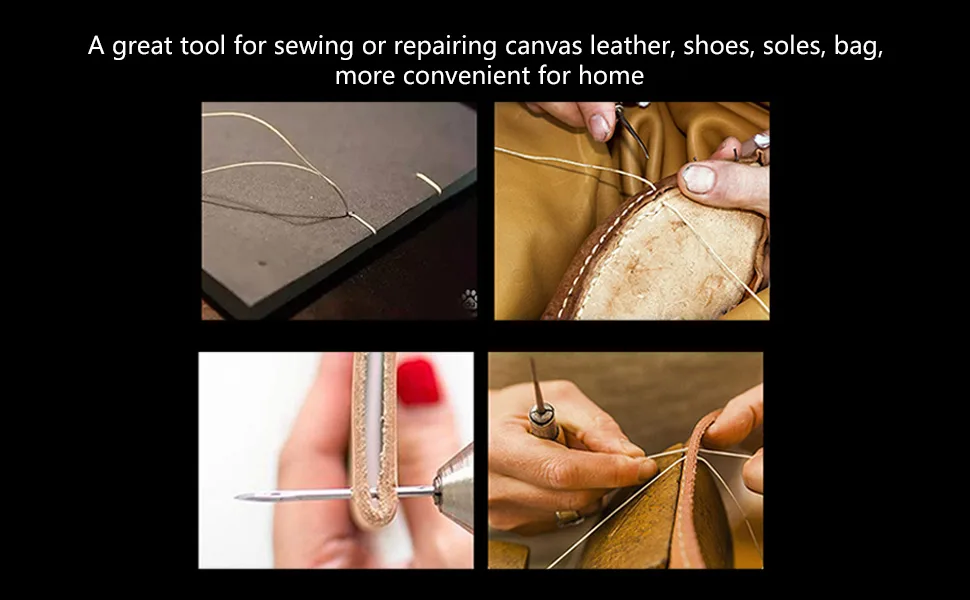 3 Needles Vintage Copper Handle Sewing Awl with Crochet Hand Stitcher Shoe Repair Tool for Leather Canvas Bag Heavy Fabric - product information 3