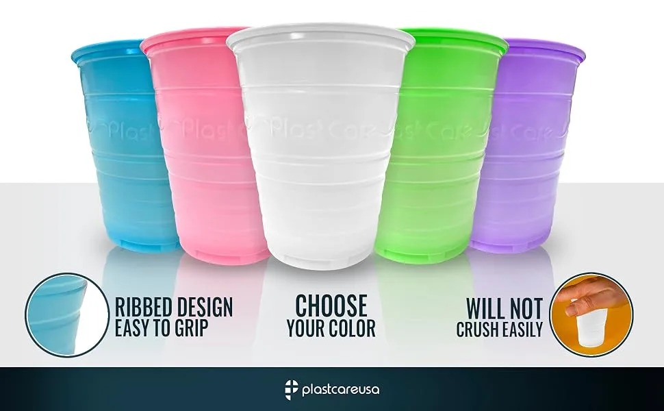 200 Disposable 5 Ounce Plastic Cups for Drinking  Rinse Mouthwash for Dental  Ribbed Design (Pink) - dental cups drinking rinse mouthwash saliva dentist office supplies