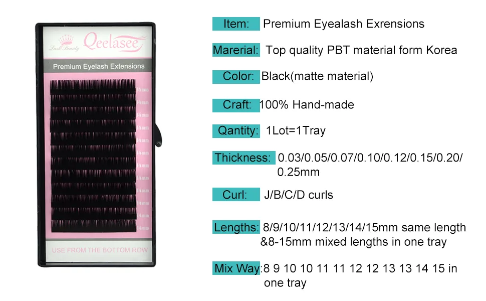Qeelasee 0.07 Thickness CC Curl 11mm Volume Mink Eyelash Extensions Silk Individual Lash Extensions Semi-permanent Pure Korean Silk lashes Soft Application for Professional Salon Use CC 11mm - product information 3