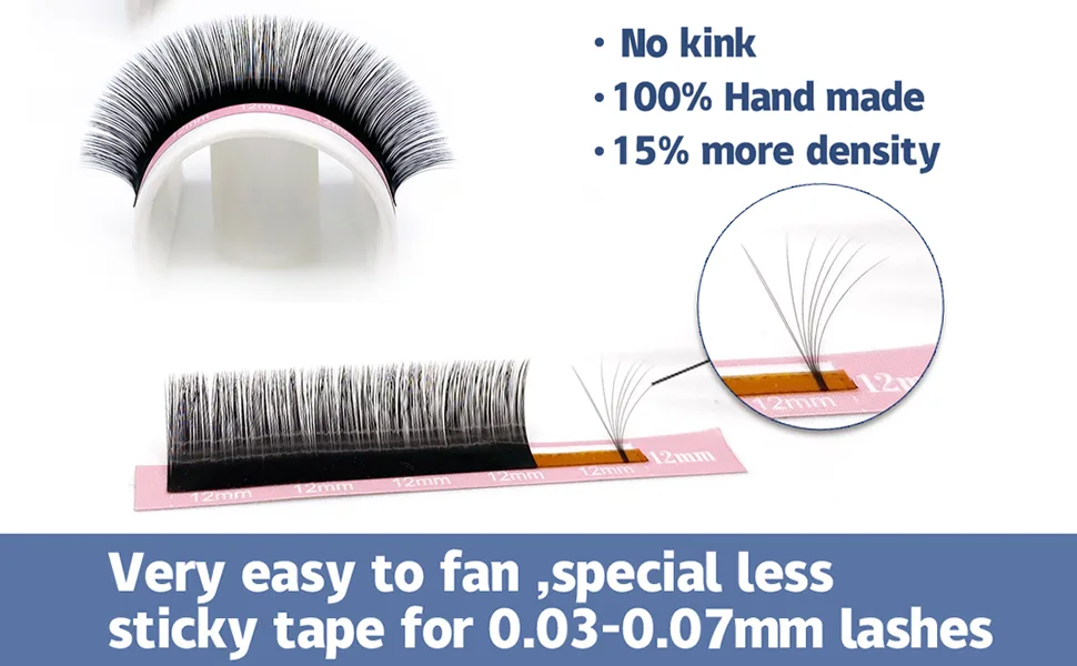 Qeelasee 0.07 Thickness CC Curl 11mm Volume Mink Eyelash Extensions Silk Individual Lash Extensions Semi-permanent Pure Korean Silk lashes Soft Application for Professional Salon Use CC 11mm - product information 5