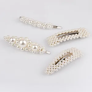 DS. DISTINCTIVE STYLE Artificial Pearls Hair Clips 4 Pieces Bridal Hair Barrettes Decorative Hair Pins - Artificial Pearls Hair Clips 4 Pieces Bridal Hair Barrettes Decorative Hair Pins
