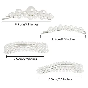 DS. DISTINCTIVE STYLE Artificial Pearls Hair Clips 4 Pieces Bridal Hair Barrettes Decorative Hair Pins - hair