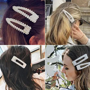 DS. DISTINCTIVE STYLE Artificial Pearls Hair Clips 4 Pieces Bridal Hair Barrettes Decorative Hair Pins - hair
